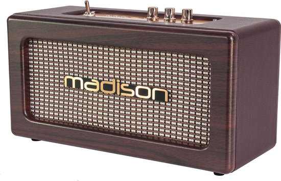 Madison FREESOUND-VINTAGE-WD  Oplaadbare VINTAGE luidsprekerbox met USB & Bluetooth 2 X10W van Madison