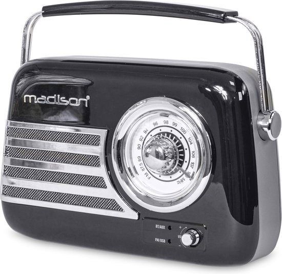 Madison Freesound-VR40B Draagbare retro radio met Bluetooth en USB van Madison