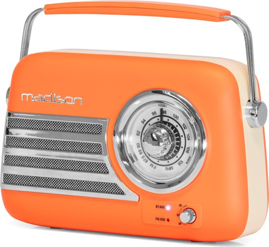Madison Freesound VR40OR matte oranje retro speaker van Madison