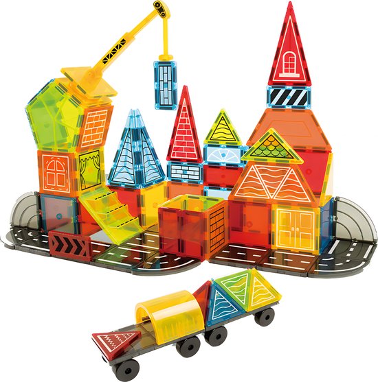 Magnetic Tiles - Magnetisch Speelgoed - Magnetische Tegels - Montessori Speelgoed - 42 Stuks - Magnetische Bouwstenen - Magnetische Bouwblokken - Bouw je Magna Wereld - Kinderen - Olvy van Olvy