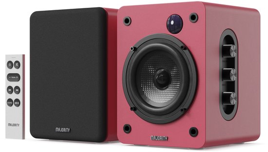 Majority D50X Bookshelf Speakers - Bluetooth - 60 W - Ingebouwde Versterker - Rood van Merkloos