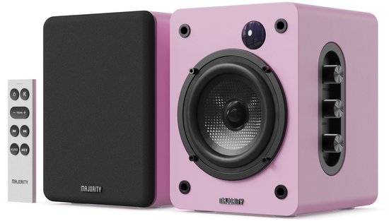 Majority D50X Bookshelf Speakers - Bluetooth - 60 W - Ingebouwde Versterker - Roze