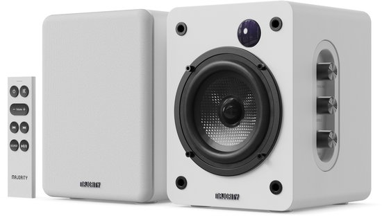 Majority D50X Bookshelf Speakers - Bluetooth - 60 W - Ingebouwde Versterker - Wit van Merkloos