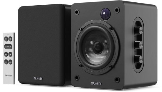 Majority D50X Bookshelf Speakers - Bluetooth - 60 W - Ingebouwde Versterker - Zwart van Merkloos