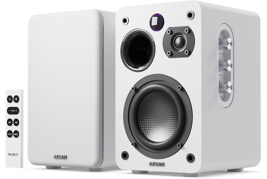 Majority D70X Active Bookshelf Speakers - Bluetooth - Stereo - 70 W RMS - Wit van Merkloos