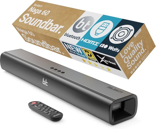 Majority Naga 60 Soundbar voor TV - Inclusief Soundbar Beugel - Met ingebouwde Subwoofer – Bluetooth 5.0, HDMI ARC, Optical en AUX verbinding - 2.1 Surround Sound - Afstandsbediening - zwart van Merkloos