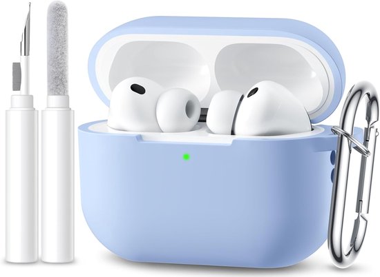 Maledan voor AirPods Pro 3 Hoes (2025) - Zachte siliconen beschermhoes, schokbestendig en waterdicht, compatibel met Apple AirPods Pro 3e generatie hoes met reinigingsset en sleutelhanger [LED
