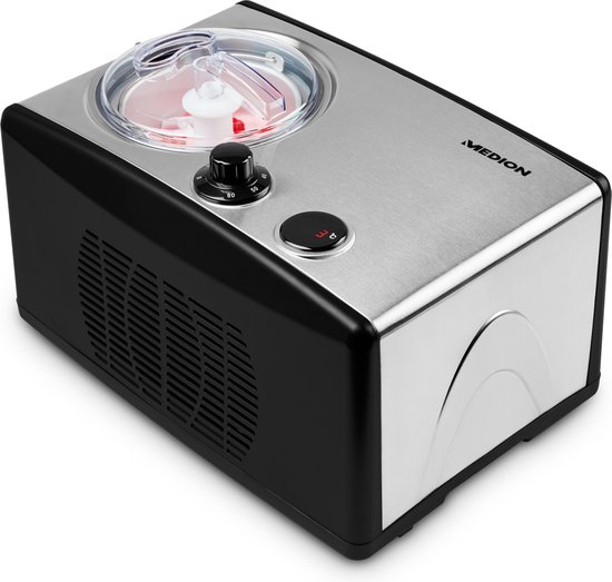 Medion Ijsmaker MD 18387 - capaciteit voor 1,5 L ijs (vulcapaciteit: 800 ml) - zelfkoelend met compressor - geschikt voor het bereiden van ijs - frozen yoghurt & sorbet van Medion