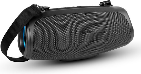 MEDION P61746 draagbare Bluetooth luidspreker (oplaadbare batterij, bass boost, RGB lichteffecten, IPX7 waterbescherming & robuust, geïntegreerde powerbank, 2x 15 W RMS) Antraciet van MEDION