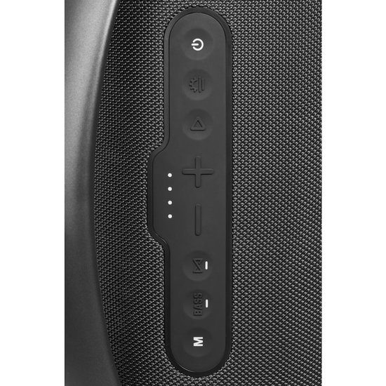 MEDION P61768 draagbare Bluetooth luidspreker (oplaadbare batterij, bass boost, RGB lichteffecten, IPX7 waterbescherming & robuust, geïntegreerde powerbank, 100W (RMS) totaal, 2x 25W + 50W) Antraciet van MEDION