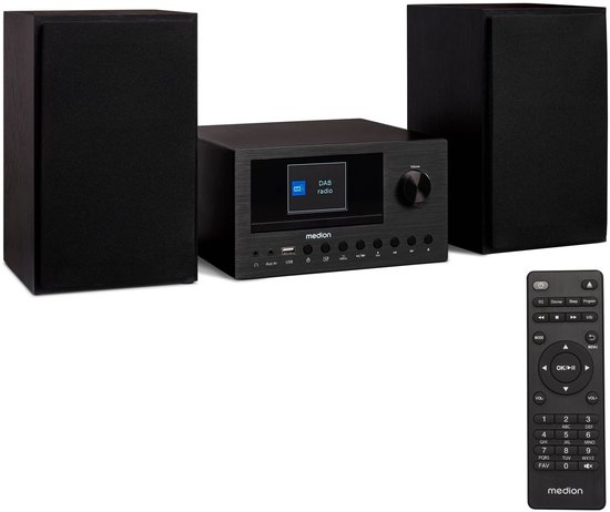 MEDION P85003 Micro-audiosysteem Compact systeem (internetradio, DAB+, PLL FM-radio, Bluetooth, USB-aansluiting, AUX, 2x150 W) van Merkloos