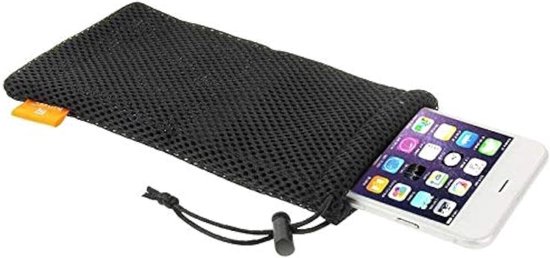 Mesh Pouch Bag with Chain and Loop Closure voor Lenovo K13 Note (2021) - Black