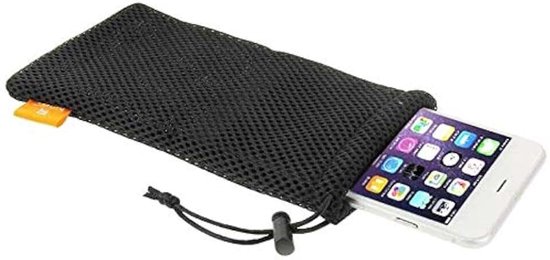 Mesh Pouch Bag with Chain and Loop Closure voor Tecno Spark 9 (2022) - Black
