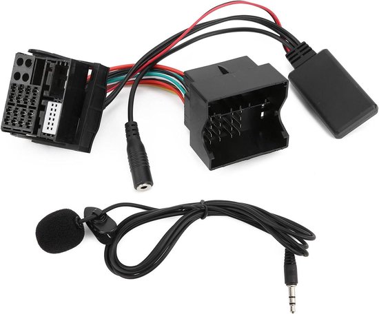 Microfoon AUX Adapter - Bluetooth Carkit - Draadloos Muziek Luisteren - Plug and Play Installatie - 150cm Kabel - Zwart van Merkloos