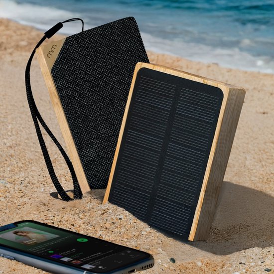 MikaMax Solar Bamboo Speaker - Draadloze Bluetooth Speaker - Compact en Lichtgewicht - Zonnepaneel Opladen - Duurzaam en Stijlvol van MikaMax