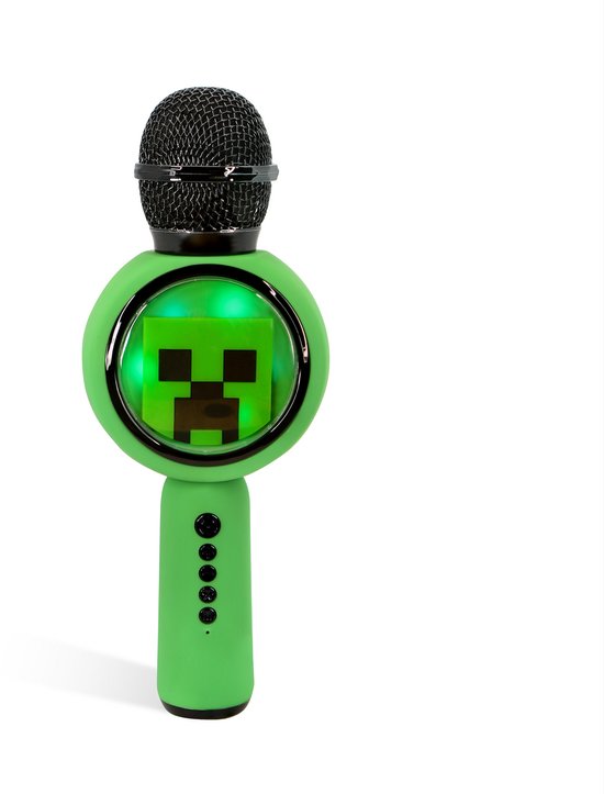 Minecraft - draadloze karaoke microfoon voor kinderen - oplichtend LED display - speaker - stemvervorming