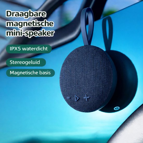 Mini Bluetooth Speaker Draadloos – Portable Waterproof IPX5 Speaker – 6W Stereo Geluid – Bluetooth 5.3 – Magnetische Muziek Box – TF Kaart MP3 – Compacte Speaker voor Smartphone, Laptop en Tablet-Blauw van Merkloos