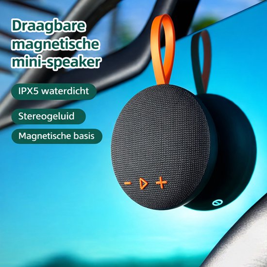 Mini Bluetooth Speaker Draadloos – Portable Waterproof IPX5 Speaker – 6W Stereo Geluid – Bluetooth 5.3 – Magnetische Muziek Box – TF Kaart MP3 – Compacte Speaker voor Smartphone, Laptop en Tablet-Zwart Oranje van Merkloos