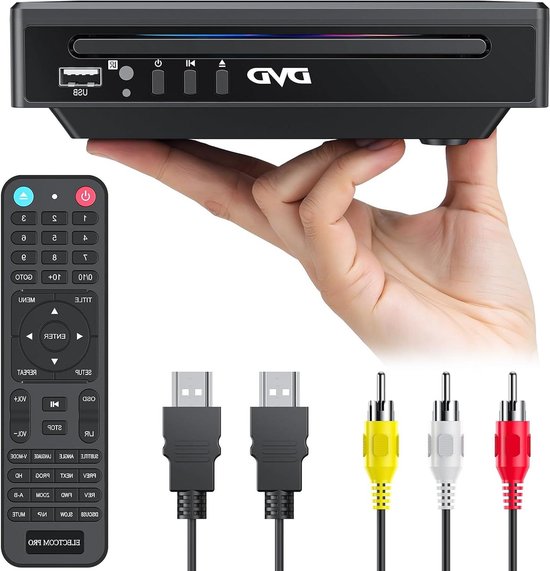 Mini DVD-speler - Cd-speler - Films Kijken - Bijna HD Kwaliteit - 18.8 x 17.0 x 4.6 cm - Zwart