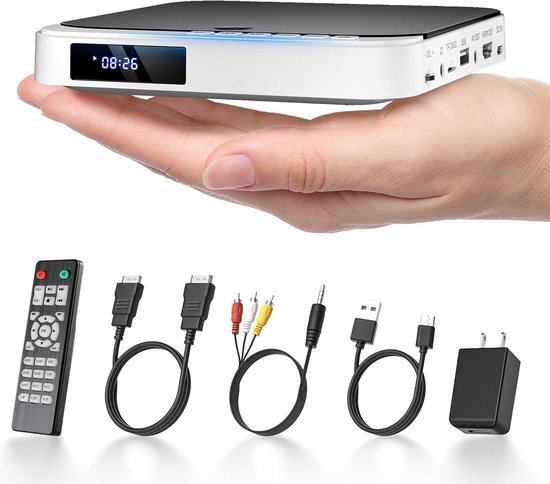 Mini DVD-speler - Compacte Mediaspeler - Films Kijken - Regiovrij Afspelen - 15.5 cm Breed - Zwart