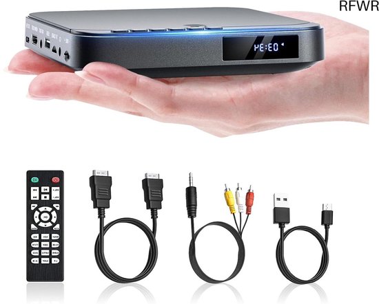 Mini DVD Speler - Compacte Speler - Films Kijken - Regio Vrij - 1080P Upscaling - Zwart