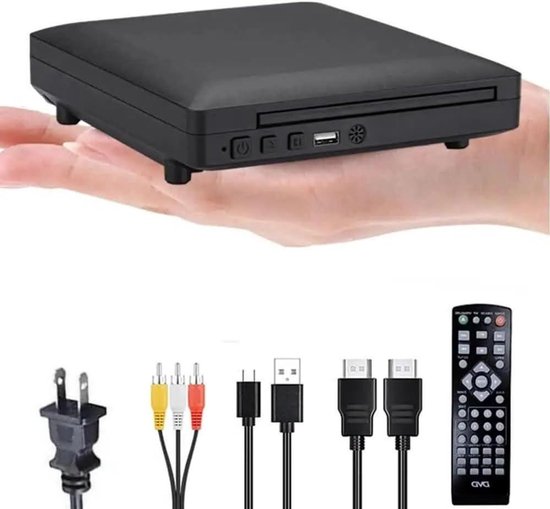 Mini DVD-speler - Draagbare CD-speler - Films Kijken - HD en RCA Kabel - 1080P Resolutie - Zwart