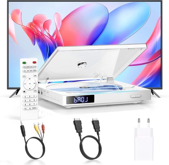 Mini DVD Speler - Regio-vrije Speler - Films Kijken - 1080P HDMI Upscaling - Compact Formaat - Wit