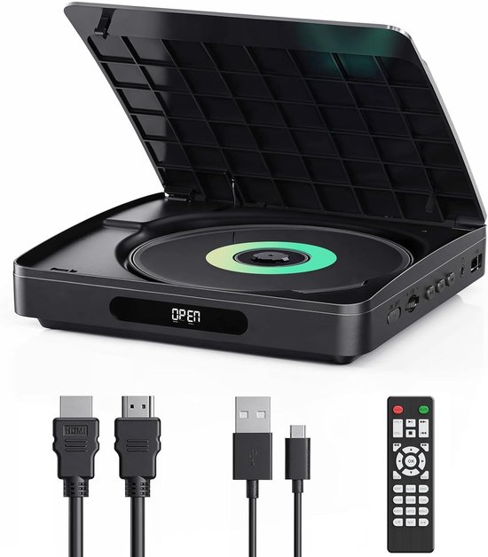 Mini DVD-Speler voor TV – Regiovrij – HD Upscaling – HDMI – Geheugenfunctie – Meerdere Disc-formaten – Geen Blu-Ray