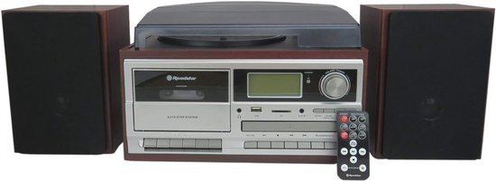 Mini Hi-Fi Muzieksysteem met Platenspeler, Digitale Radio, CD-MP3-speler, Bluetooth en Afstandsbediening van Denver