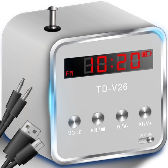 Mini-luidspreker, draagbare luidspreker, draadloze mini-muziekbox met FM-radio, speakerstation, kubusluidspreker, SD-kaartsleuf en Bluetooth-functie, zwart.