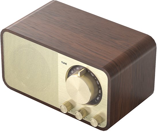 Mini retro Bluetooth-luidspreker, draagbare houten luidspreker, ondersteunt TF-kaart, AUX en USB, geschikt voor op reis en buitengebruik. van Merkloos