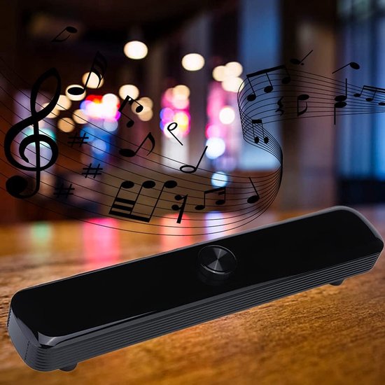 Mini SoundBar - Computer Luidspreker - Muziek Luisteren - Dubbele Subwoofer - 31 cm Lang - Zwart