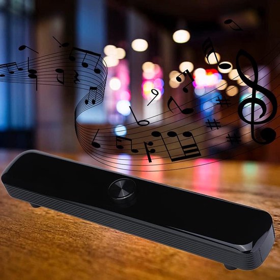 Mini Soundbar - PC Speaker - Muziek Luisteren - Dubbele Subwoofer - 42 cm - Zwart van MINI