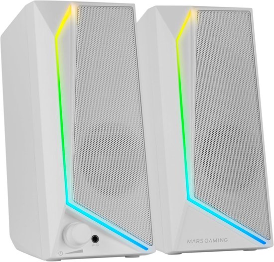 Mini soundbar - Wit - 15W - Met RGB-verlichting en 2 actieve drivers - Voor gaming en multimedia