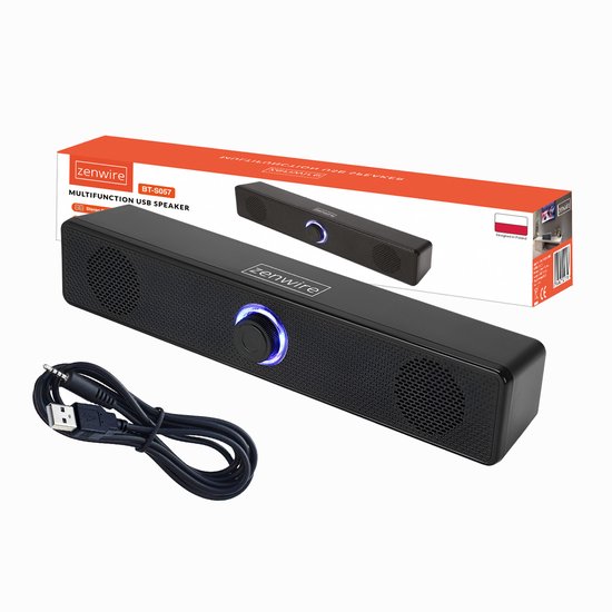 Mini soundbar - Zenwire - BT-S057 - AUX-USB 3.0/2.0 - Mini Jack 3,5 mm - Speaker - Soundbar voor Tv - Subwoofer - Compatibel met Windows, Mac, Android, iOS, Linux van Merkloos