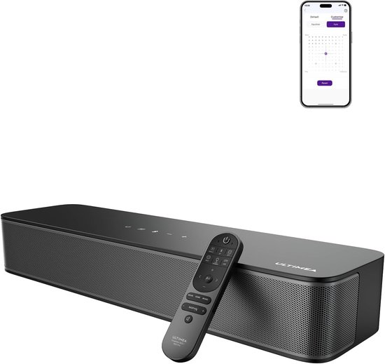 Mini soundbar - Zwart - 132 W - 2.1-kanaals met geïntegreerde subwoofer en app-besturing - Voor TV, PC en games