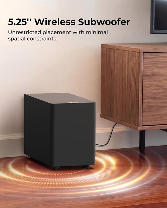 Mini soundbar - Zwart - 2.1 Kanaals - Met Draadloze Subwoofer en App Bediening - Voor Smart TV