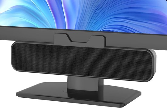 Mini soundbar - Zwart - 24,8 x 3,2 x 4,7 cm - USB Plug-and-Play Desktopluidspreker met Clip Mount - Voor Computergebruik