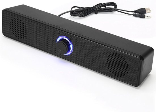 Mini soundbar - Zwart - 31,5 x 6 x 5,6 cm - USB-bekabelde Desktop Speaker met HiFi Geluid - Voor Laptop en Thuiskantoor