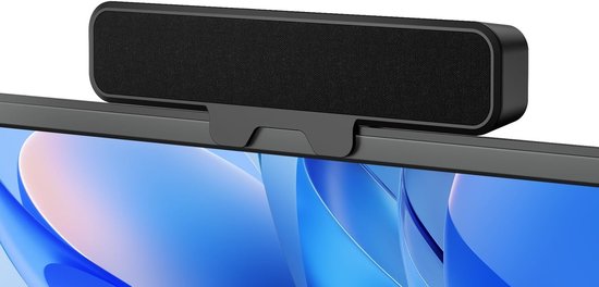 Mini soundbar - Zwart - 35 cm - Stereo Computerluidspreker met Monitorklem en Diepe Bas - Voor Desktop-pc