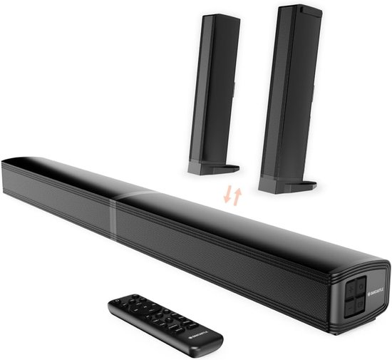 Mini soundbar - Zwart - 39 x 6 x 9 cm - 2.2-kanaals Bluetooth Speaker - Voor Thuisbioscoop en TV