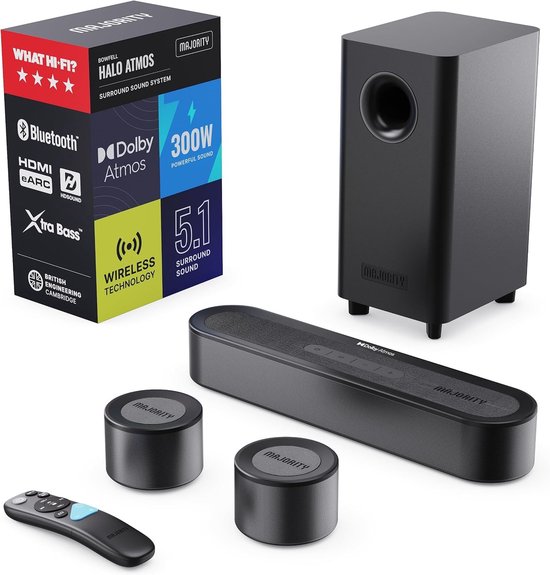 Mini soundbar - Zwart - 40,5 x 9 x 6,2 cm - 300W Dolby Atmos Home Cinema Systeem - Voor TV en PC
