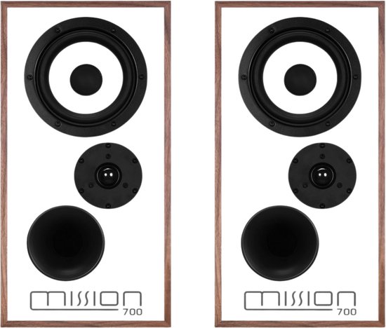 Mission 700 Boekenplank Speakers - Draadloze Streaming - Authentieke Muzikale Beleving - Krachtige Bassweergave - Walnoot
