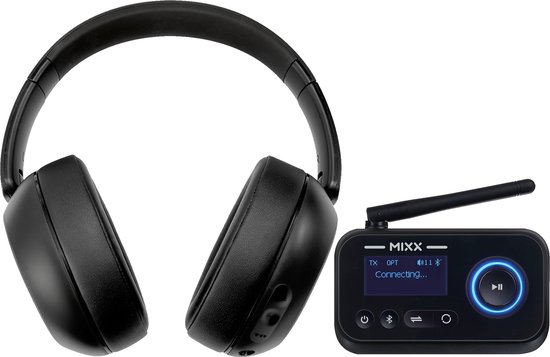 MIXX StreamQ TV Hoofdtelefoon + Audio Transmitter - Draadloos 3D Surround Sound - Zwart van Merkloos
