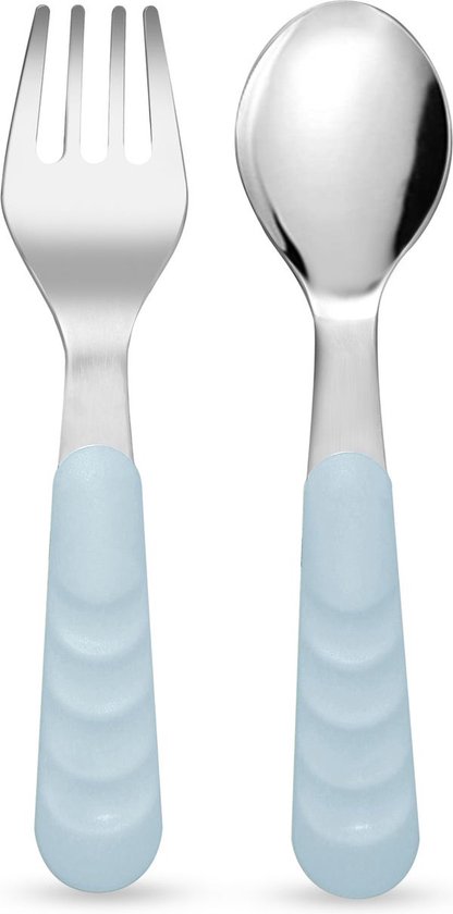 Mobi - Toddler Fork & Spoon Set Mist van MOB