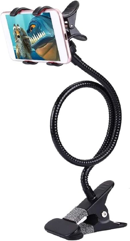 Mobiel - Flexibele metalen lange arm Lazy Bracket Holder met telefoonklem en bureauclip. Bureaublad, bedhoofdeinde, auto, bank voor LENOVO LEMON K12 PRO (2020) - Zwart