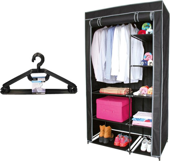 Mobiele kledingkast - 100 x 50 x 170 cm - incl. kledinghanger set 10x van MOB