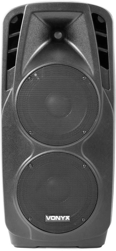 Mobiele Party Speaker 1000 W Accu - 2x 10 Inch Woofer Bluetooth - Zwart - Karaoke Set