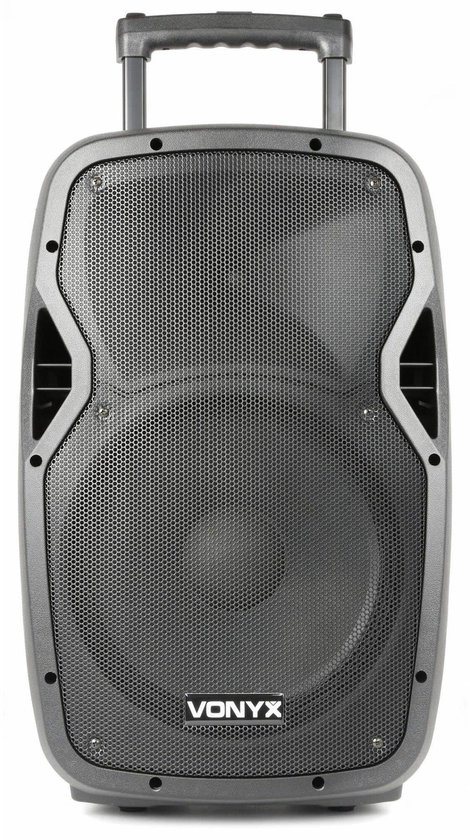 Mobiele Party Speaker Bluetooth - 600W Vermogen - 12 Inch Woofer - Kunststof - Zwart - Karaoke Set