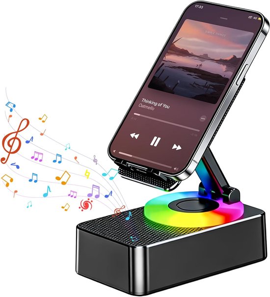 Mobiele telefoonstandaard met Bluetooth-luidspreker - draaibaar - dimbaar nachtlampje - multifunctioneel opladen - SnelShoppen